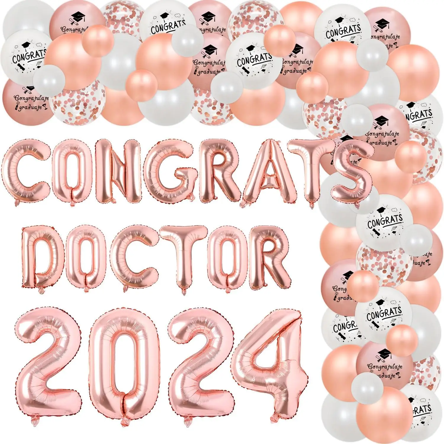 Rose Gold Congrats Doctor Decorations of 2024 Foil Balloon Banner Balloon Arch Kit for Medical Doctor Graduation Nursing Party
Rose Gold Congrats Doctor Decorations of 2024 Foil Balloon Banner Balloon Arch Kit for Medical Doctor Graduation Nursing Party