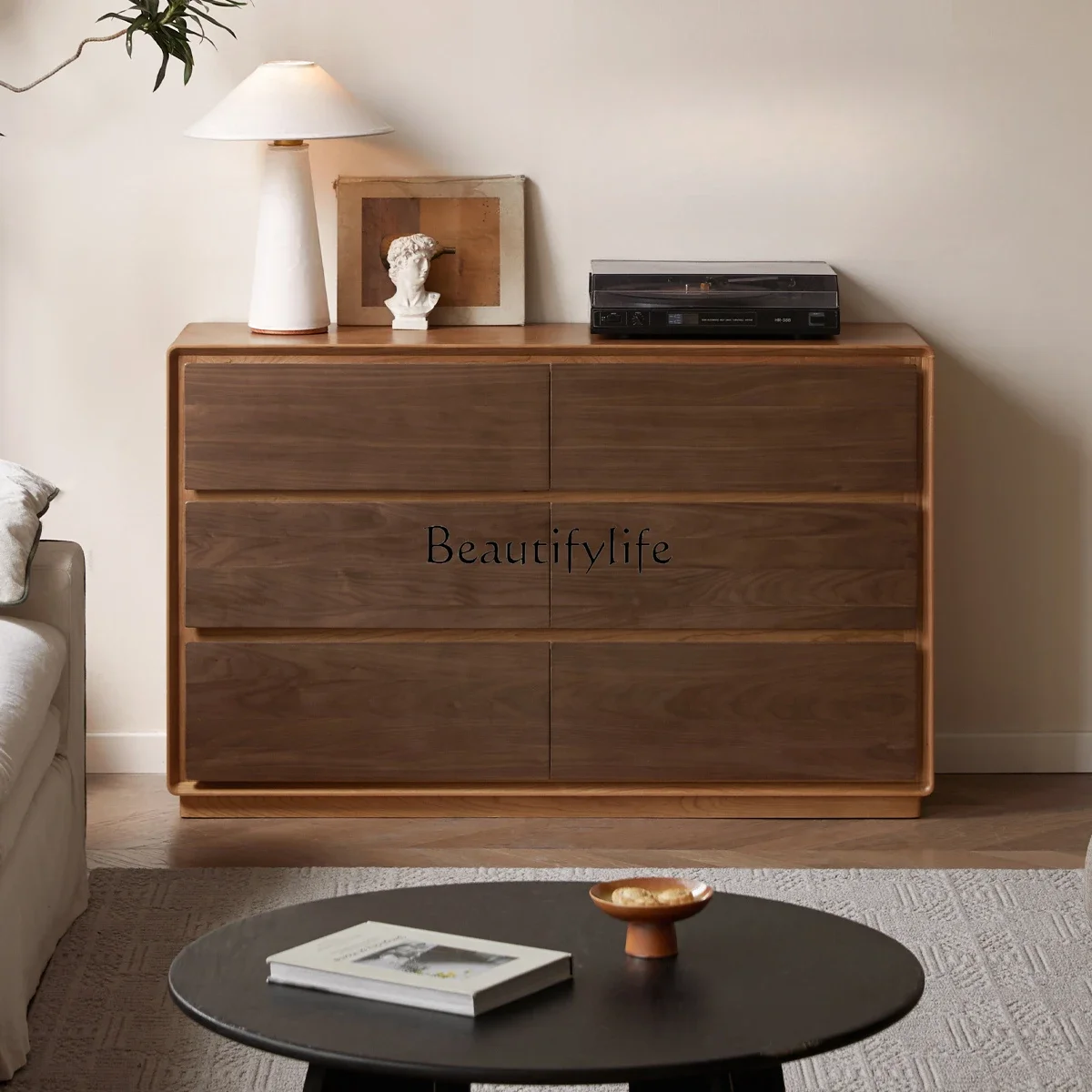 modern simple bucket cabinet bedroom bedside household black walnut chest of drawers
modern simple bucket cabinet bedroom bedside household black walnut chest of drawers