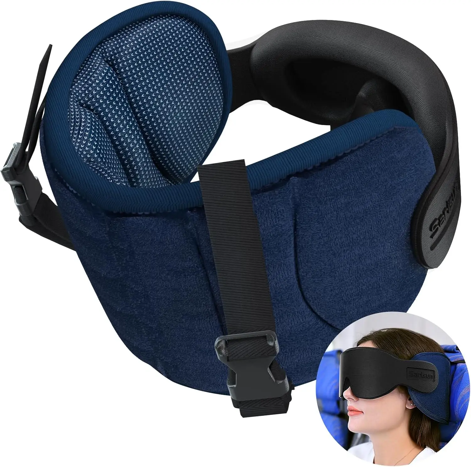 Travel Pillow for Airplane with Eye Mask, 360° Head Support for Car and Plane, Anti-Bobblehead, Mottled Blue
Travel Pillow for Airplane with Eye Mask, 360° Head Support for Car and Plane, Anti-Bobblehead, Mottled Blue