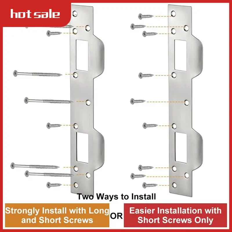 Door Strike Plate Double Holes, Heavy-Duty Latch Reinforcement Plate For Door Handle And Deadbolt (2Pcs, Silver) Easy Install
Door Strike Plate Double Holes, Heavy-Duty Latch Reinforcement Plate For Door Handle And Deadbolt (2Pcs, Silver) Easy Install