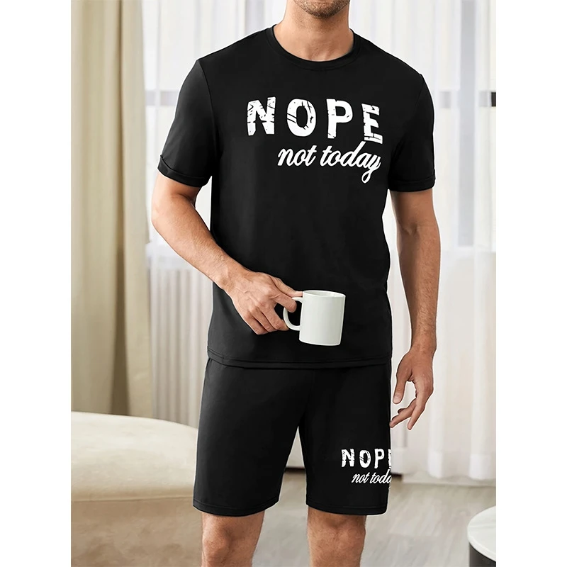 Мужской пижамный комплект с буквенным принтом, топ с короткими рукавами и шорты, дышащая одежда для сна свободного покроя, домашняя одежда, спортивная одежда, летняя удобная одежда
Мужской пижамный комплект с буквенным принтом, топ с короткими рукавами и шорты, дышащая одежда для сна свободного покроя, домашняя одежда, спортивная одежда, летняя удобная одежда