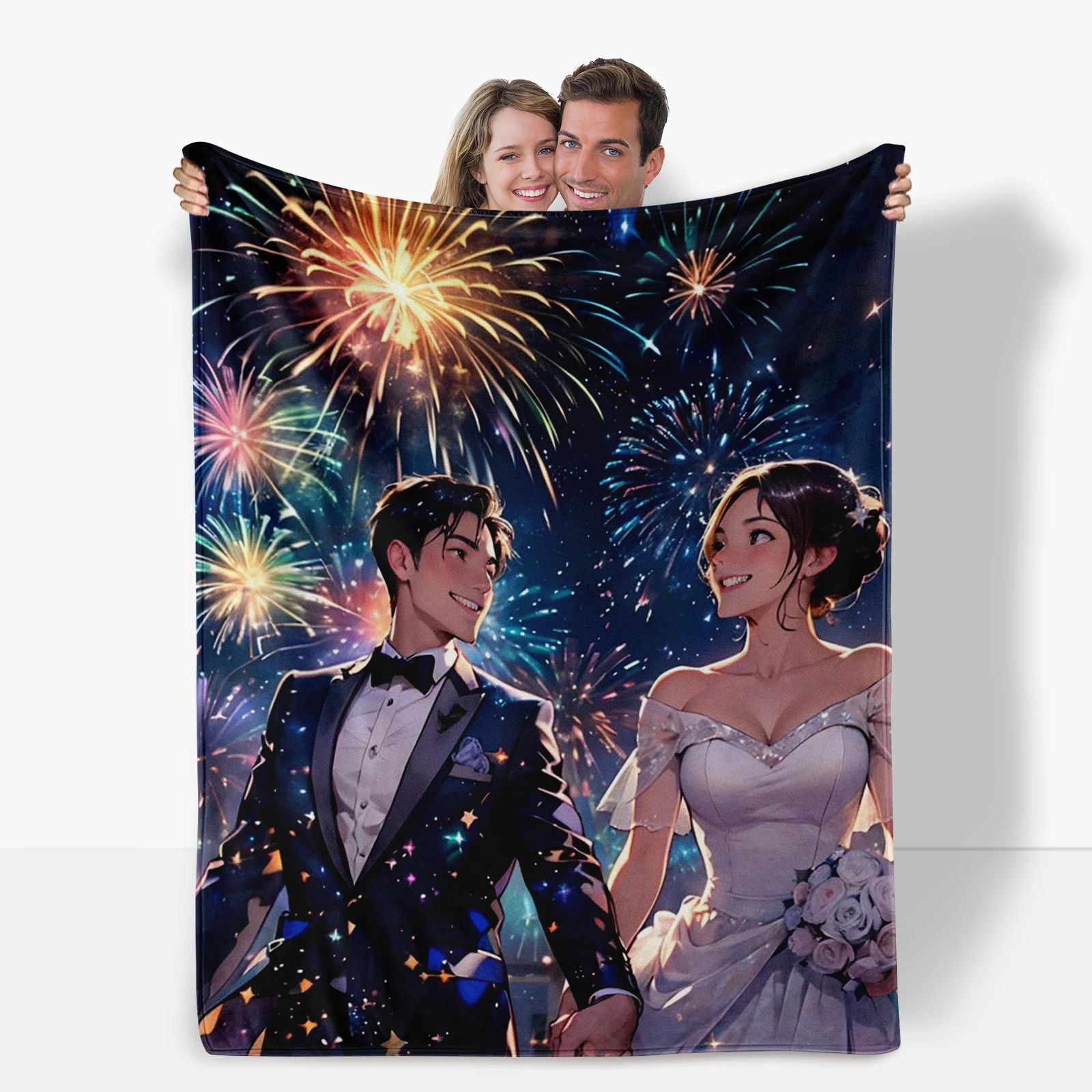 Romantic Cartoon Couples And Fireworks Patterned Blanket Ideal Gift For Couples Celebrating Their Union
Romantic Cartoon Couples And Fireworks Patterned Blanket Ideal Gift For Couples Celebrating Their Union