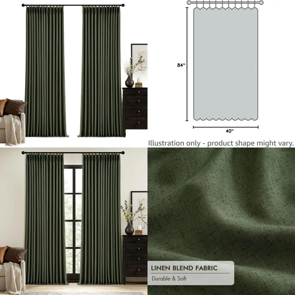 84 Blackout Olive Green Pleated Linen Curtains, Memory-Foamed for Darkening, 2-Panel Set for Bedrooms & Living Rooms
84 Blackout Olive Green Pleated Linen Curtains, Memory-Foamed for Darkening, 2-Panel Set for Bedrooms & Living Rooms