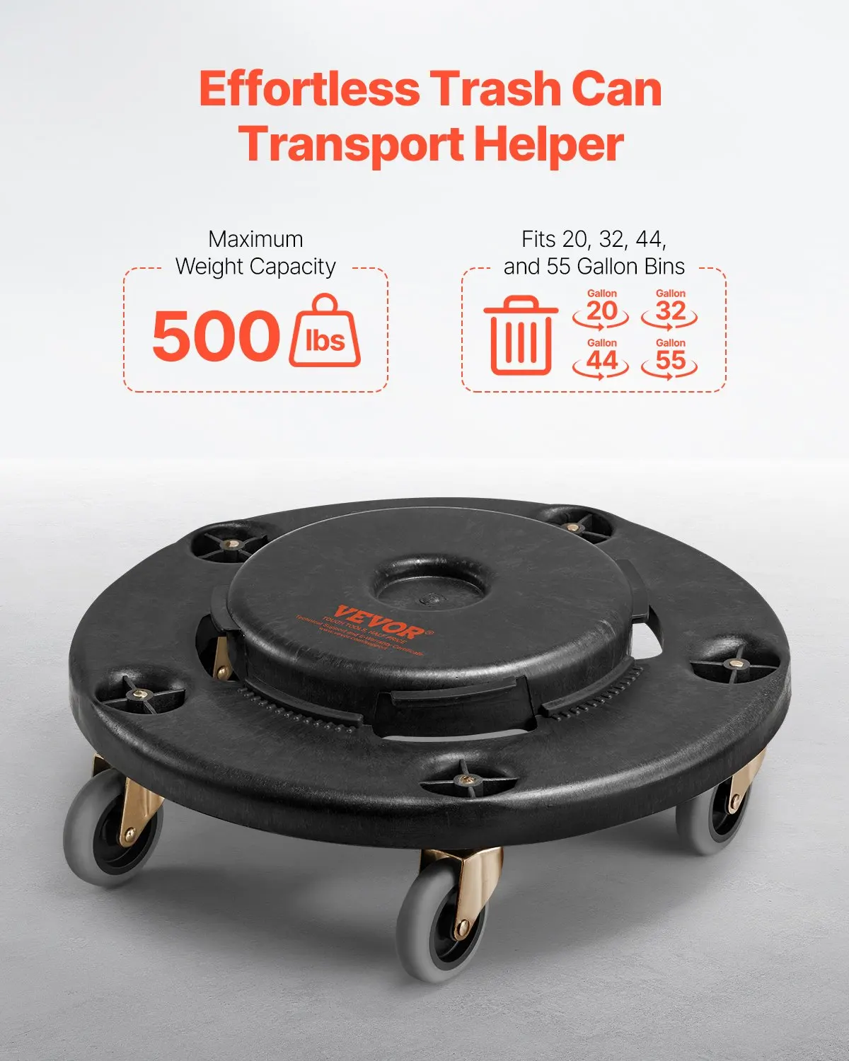Round Trash Can Dolly Fit 20, 32, 44, 55 Gal Garbage Container 500lbs Heavy Duty
Round Trash Can Dolly Fit 20, 32, 44, 55 Gal Garbage Container 500lbs Heavy Duty