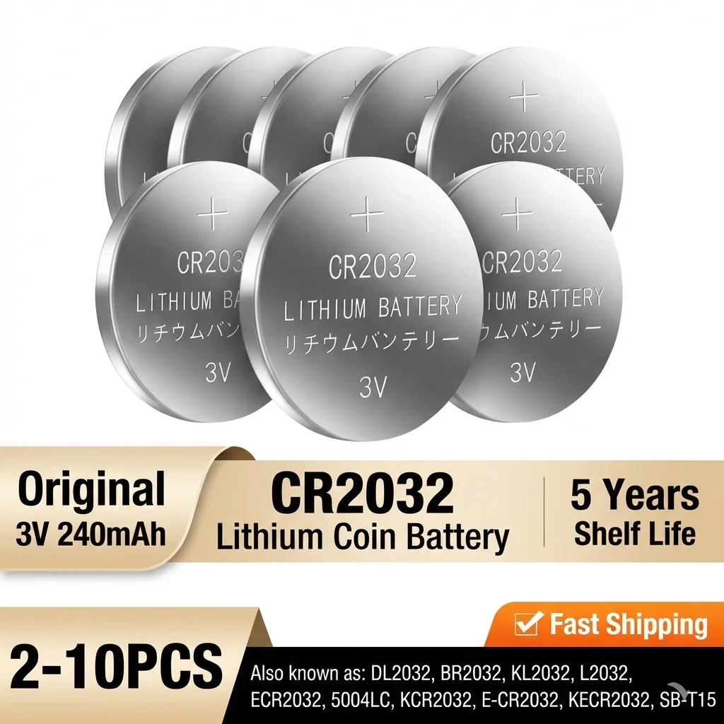 5-10PCS CR2032 3V 240mAh Lithium Button Battery DL2032 ECR2032 For Watch Toy Calculator Car Key Remote Control
5-10PCS CR2032 3V 240mAh Lithium Button Battery DL2032 ECR2032 For Watch Toy Calculator Car Key Remote Control