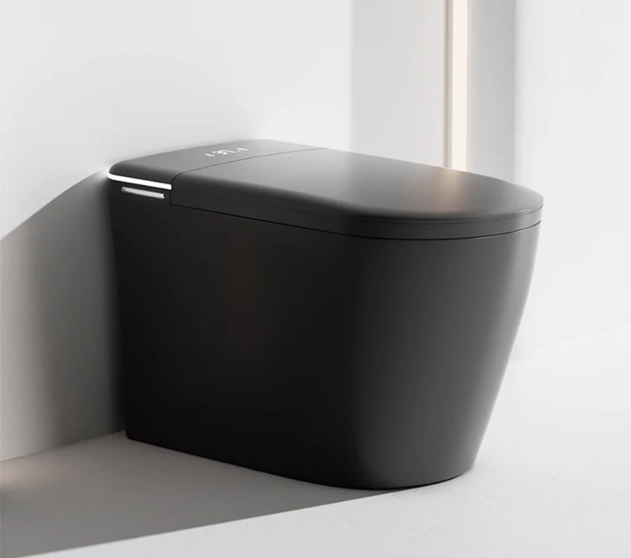 Wall-Mounted Rimless P-Trap Elongated Bowl Ceramic Smart Toilet Seat Heating Air-Drying Black Finish Remote Control Included
Wall-Mounted Rimless P-Trap Elongated Bowl Ceramic Smart Toilet Seat Heating Air-Drying Black Finish Remote Control Included