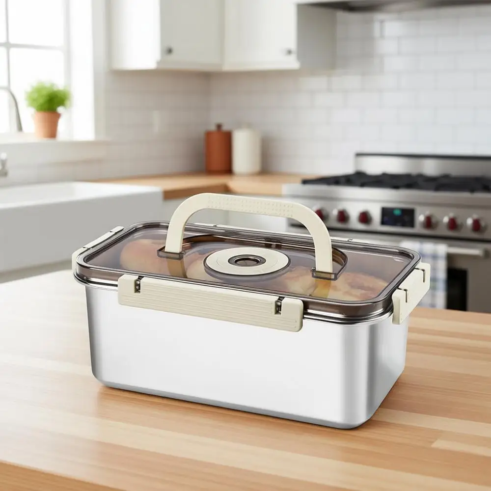 Sealed Lid Bread Storage Container with Handle for Fresh Food Preservation
Sealed Lid Bread Storage Container with Handle for Fresh Food Preservation