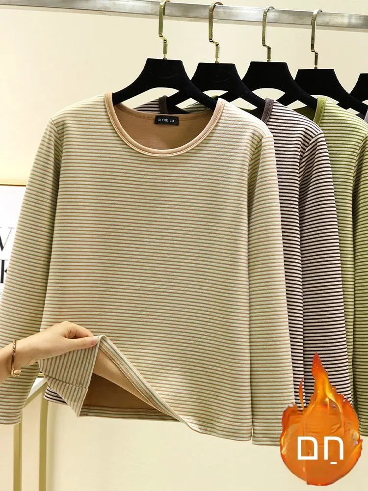 Women's Winter Thermal round Neck Sweater Casual Loose Fit Inner Wear Striped Base Shirt plus Size Comfortable Long Sleeve Top
Women's Winter Thermal round Neck Sweater Casual Loose Fit Inner Wear Striped Base Shirt plus Size Comfortable Long Sleeve Top