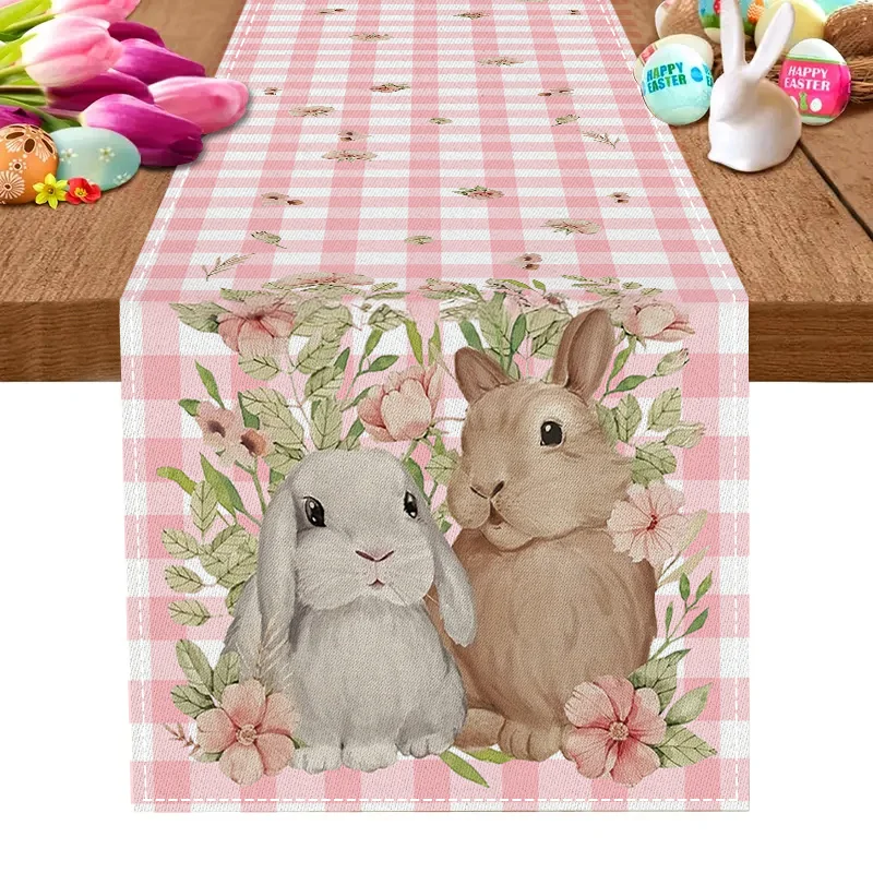 Easter Theme Table Runner Bunny and Floral Plaid Table Runner - Linen Table Decoration Supplies, Perfect Choice for Spring
Easter Theme Table Runner Bunny and Floral Plaid Table Runner - Linen Table Decoration Supplies, Perfect Choice for Spring