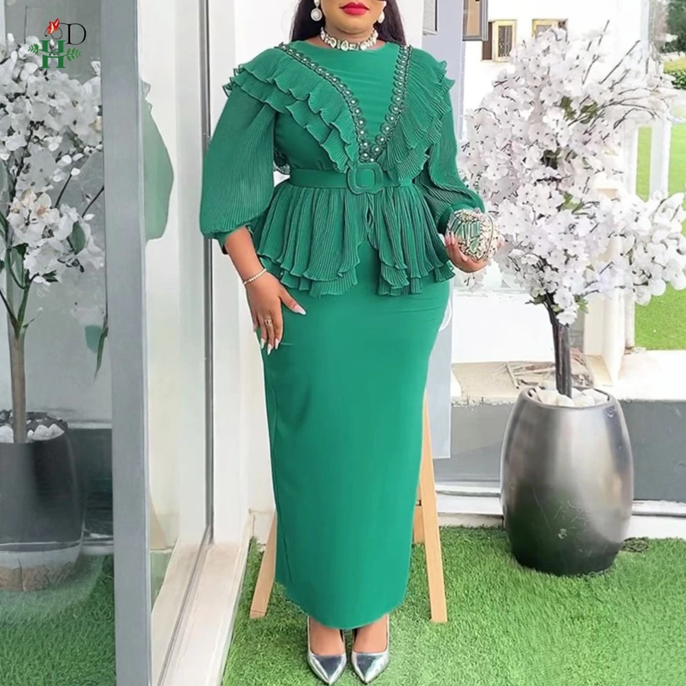 Африканская баска больших размеров с рюшами и бисером, с рукавами 3/4, прямая макси-юбка и пояс для вечеринок, свадебных официальных мероприятий
Африканская баска больших размеров с рюшами и бисером, с рукавами 3/4, прямая макси-юбка и пояс для вечеринок, свадебных официальных мероприятий