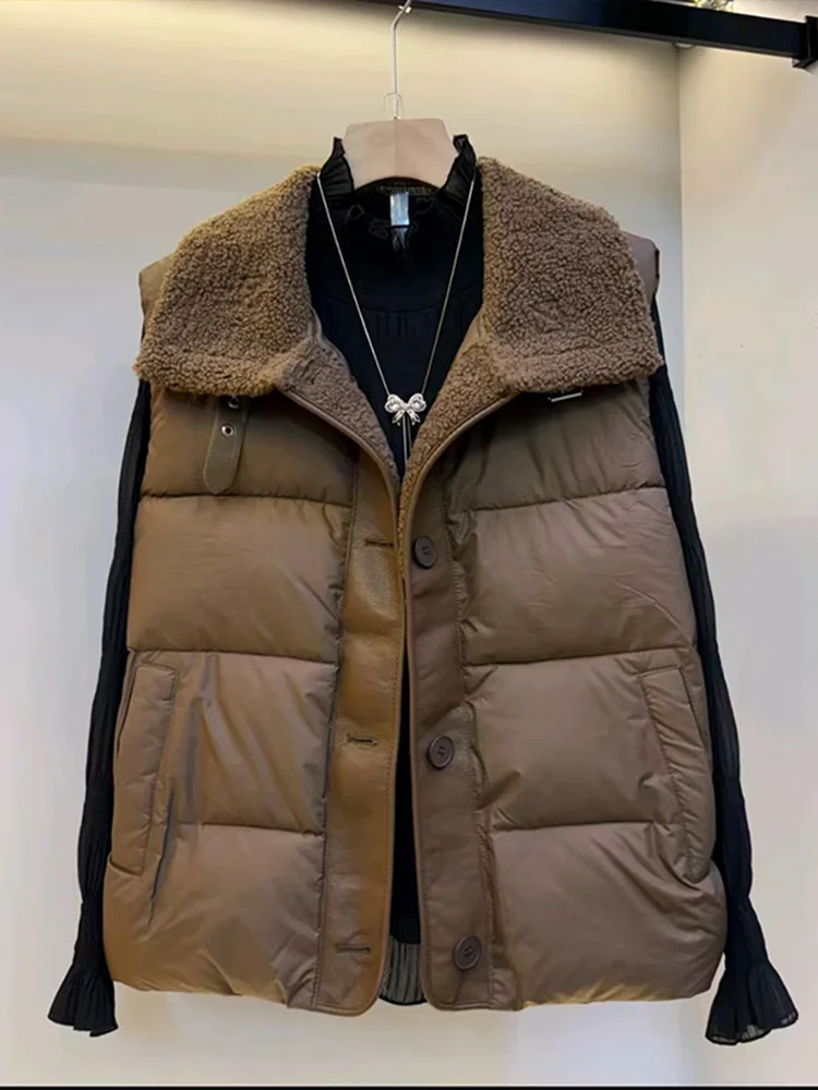 Women's Fashionable Thickened down Cotton Vest Autumn Winter New Style Warm Retro Trendy Jacket Coat Pocket Design Commute Style
Women's Fashionable Thickened down Cotton Vest Autumn Winter New Style Warm Retro Trendy Jacket Coat Pocket Design Commute Style