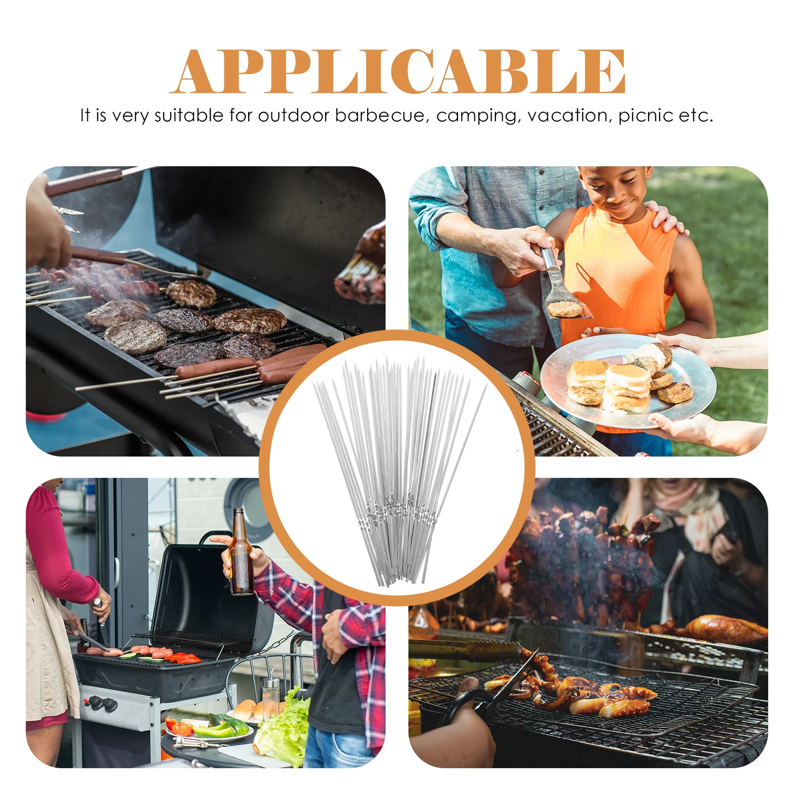 BBQ Tools Skewers for Grilling Barbecue Metal Flat Kebabs Stainless Steel 
BBQ Tools Skewers for Grilling Barbecue Metal Flat Kebabs Stainless Steel