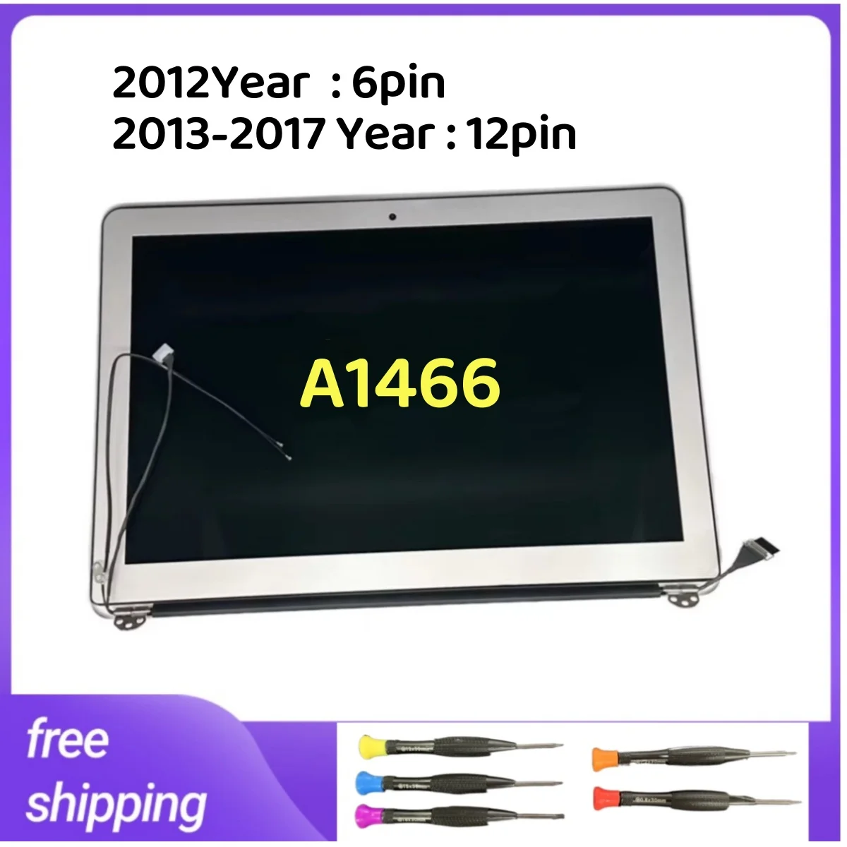 A1369 A1466 2012 6pin New LCD for MacBook Air 13“ 2013-2017 12pin LCD Screen Display Full Assembly EMC2392 2469 2559 2632 2925
A1369 A1466 2012 6pin New LCD for MacBook Air 13“ 2013-2017 12pin LCD Screen Display Full Assembly EMC2392 2469 2559 2632 2925