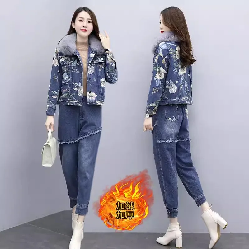 Fashion Print Denim Sets Women 2024 Spring Autumn New Single-Breasted Short Coat + CasualJeans Two-Piece Set Female Tops W132
Fashion Print Denim Sets Women 2024 Spring Autumn New Single-Breasted Short Coat + CasualJeans Two-Piece Set Female Tops W132