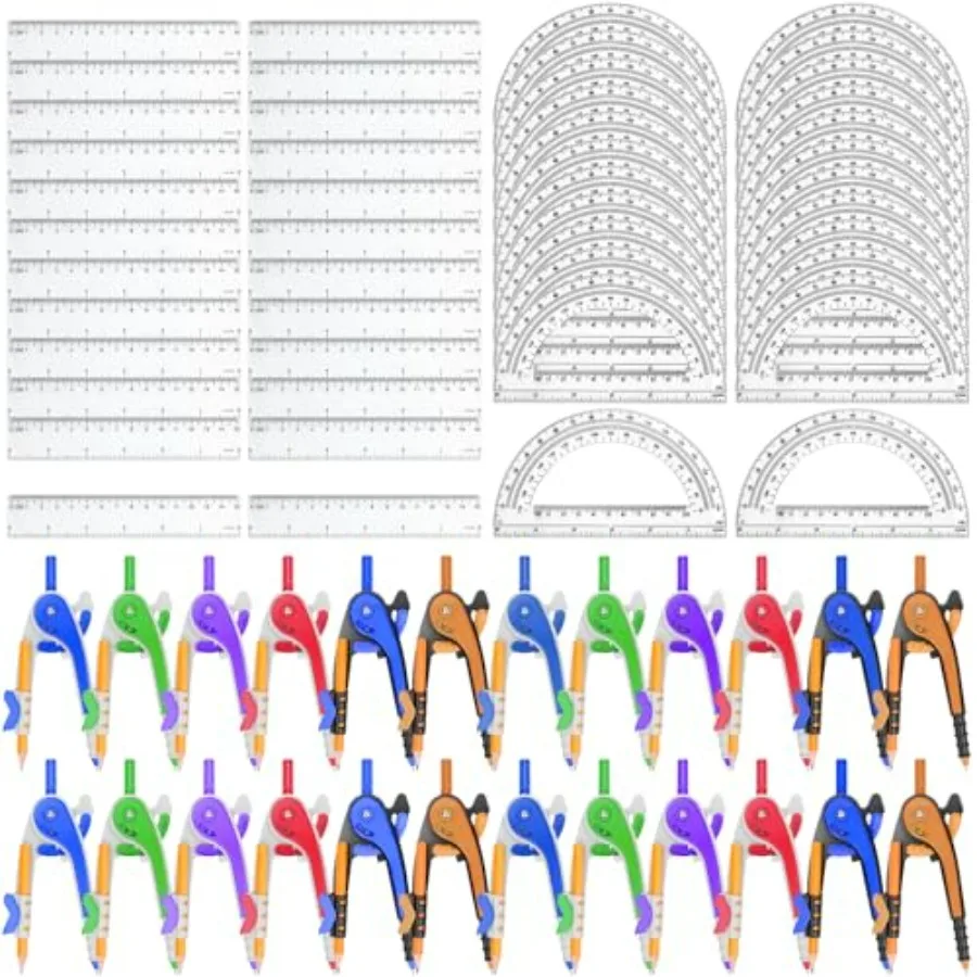 Math Compass and Protractor Geometry Math Plastic Ruler Set Drawing Compass with Pencils 6 Inch Plastic Protractor for Geometry
Math Compass and Protractor Geometry Math Plastic Ruler Set Drawing Compass with Pencils 6 Inch Plastic Protractor for Geometry