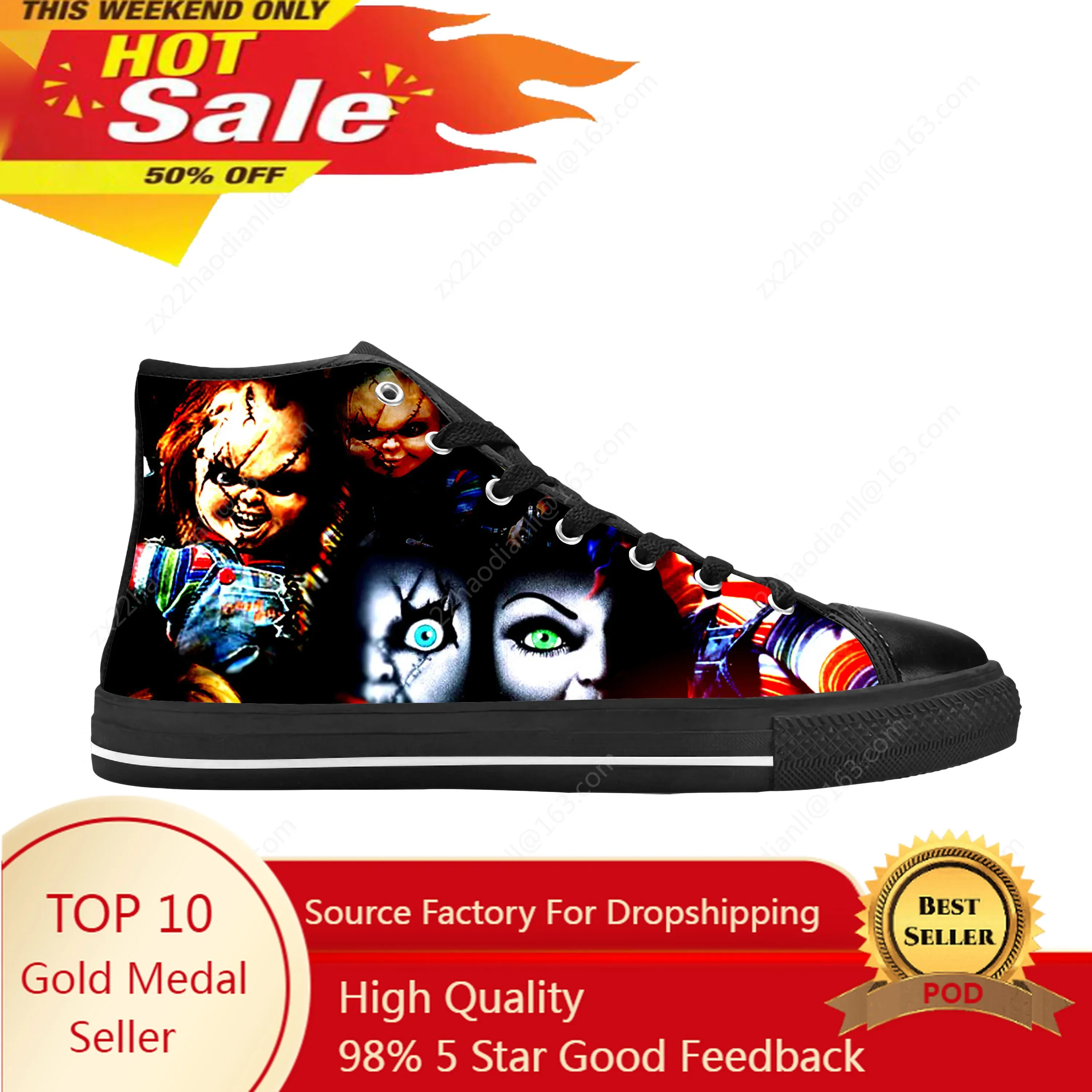 Horror Movie Childs Play Chucky Halloween Gothic Casual Cloth Shoes High Top Comfortable Breathable 3D Print Men Women Sneakers
Horror Movie Childs Play Chucky Halloween Gothic Casual Cloth Shoes High Top Comfortable Breathable 3D Print Men Women Sneakers