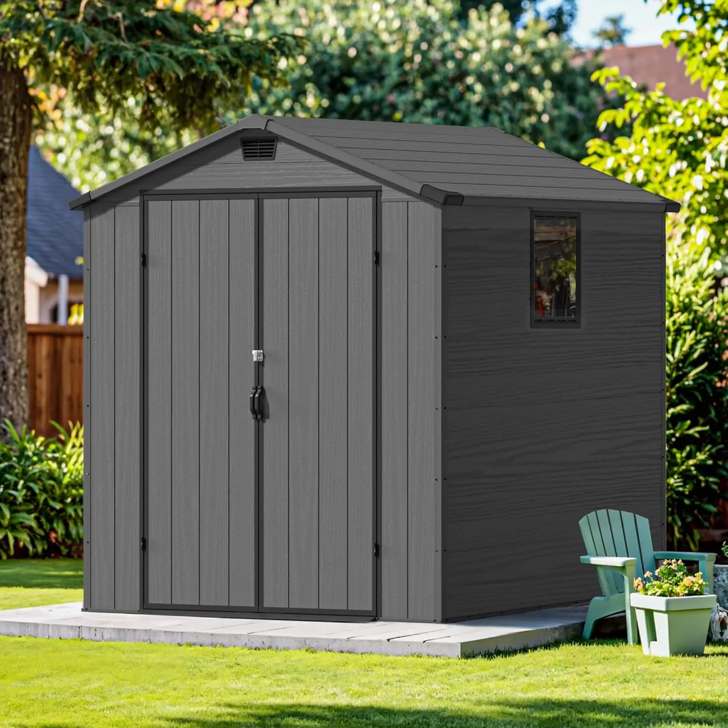 USA Shipping 6x6 FT Plastic Outdoor Storage Shed Lockable Resin Tool Shed with Window Floor Easy Assembly Customized
USA Shipping 6x6 FT Plastic Outdoor Storage Shed Lockable Resin Tool Shed with Window Floor Easy Assembly Customized