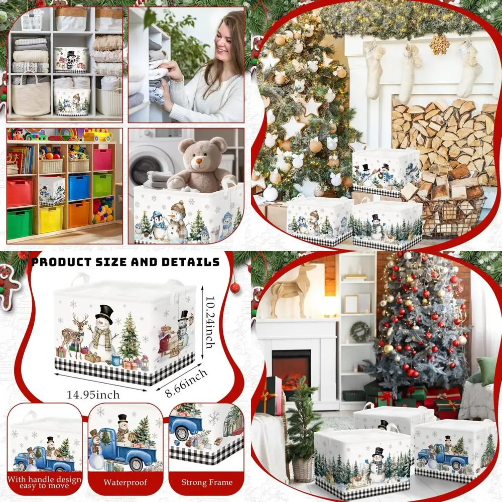 Collapsible Winter Storage Basket with Snowman Design for Christmas Gifts and Holiday Decor, Suitable for Home, Office, and Bedr
Collapsible Winter Storage Basket with Snowman Design for Christmas Gifts and Holiday Decor, Suitable for Home, Office, and Bedr