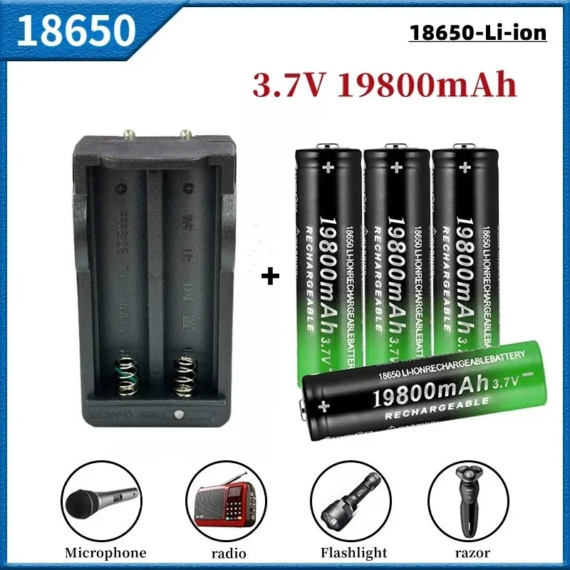 100% New 18650 Battery 3.7V 19800mAh Rechargeable Li-Ion Battery with Charger for Led Flashlight Batery Litio Battery+ Charger
100% New 18650 Battery 3.7V 19800mAh Rechargeable Li-Ion Battery with Charger for Led Flashlight Batery Litio Battery+ Charger