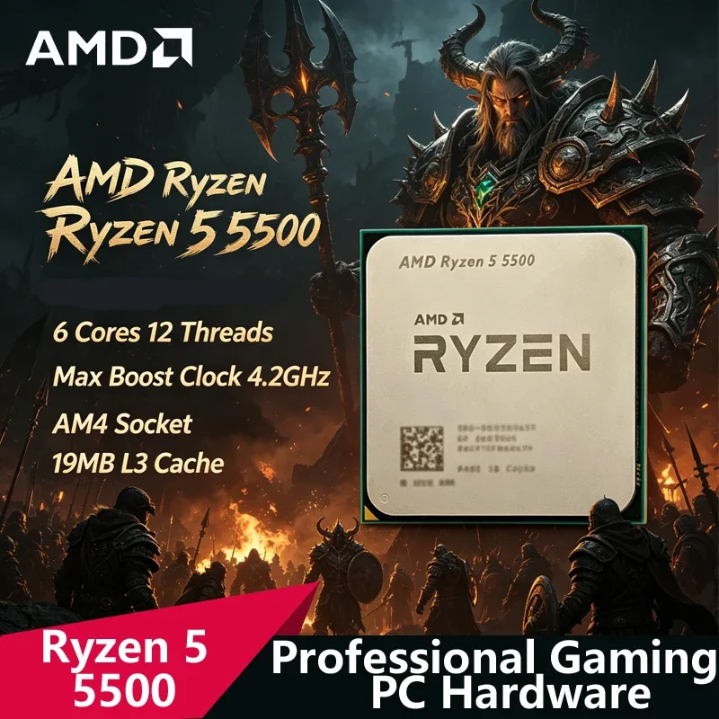 AMD Ryzen 5 5500 Unlocked Tray CPU|6C12T,4.2GHz Boost,19MB L3 Cache,AM4 Socket Gaming Processor,No Retail Box
AMD Ryzen 5 5500 Unlocked Tray CPU|6C12T,4.2GHz Boost,19MB L3 Cache,AM4 Socket Gaming Processor,No Retail Box