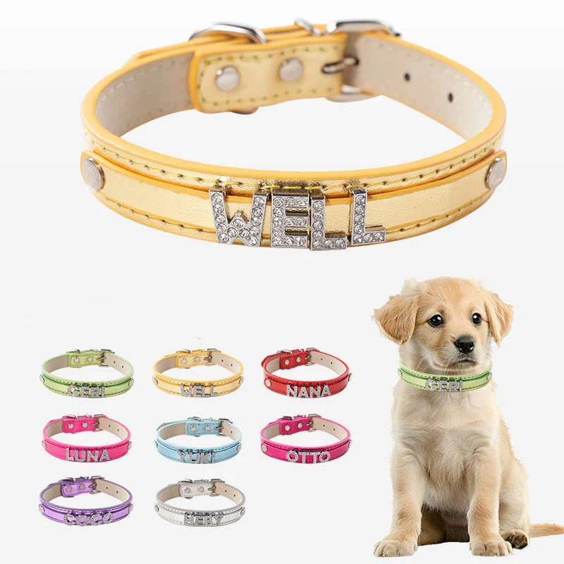 Personalized Pet Cat Dog Puppy Collar Rhinestone Crystal Jeweled Custom Name PU Leather Pet Collars w/Letter Charms - Hot Pink
Personalized Pet Cat Dog Puppy Collar Rhinestone Crystal Jeweled Custom Name PU Leather Pet Collars w/Letter Charms - Hot Pink