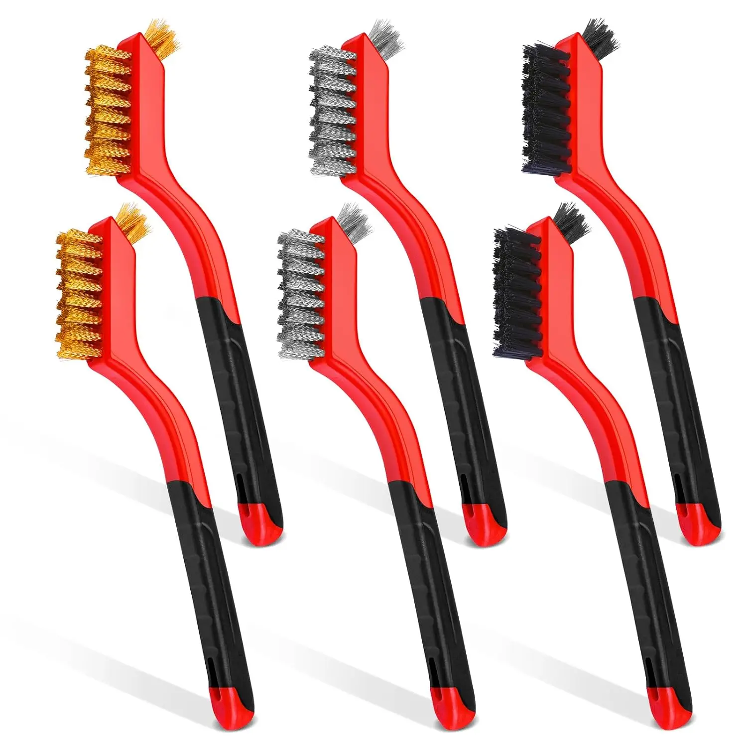 Wire Brush Set 6 Pcs Brass Stainless Steel Nylon with Curved Handle for Rust Removal Dirt Paint Scrubbing
Wire Brush Set 6 Pcs Brass Stainless Steel Nylon with Curved Handle for Rust Removal Dirt Paint Scrubbing