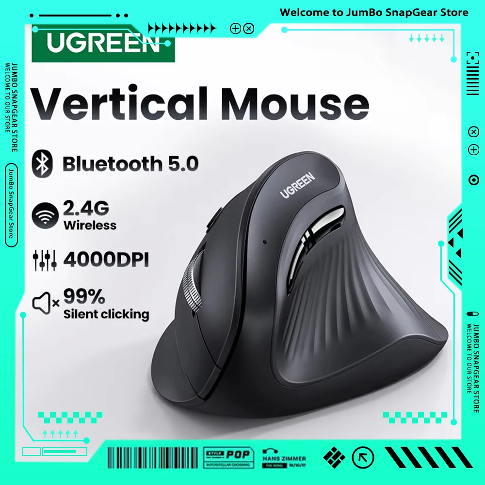 UGREEN Vertical Mouse Wireless Bluetooth5.0 2.4G Ergonomic 4000DPI 6 Mute Buttons for MacBook Tablet Laptops Computer PC Mice
UGREEN Vertical Mouse Wireless Bluetooth5.0 2.4G Ergonomic 4000DPI 6 Mute Buttons for MacBook Tablet Laptops Computer PC Mice