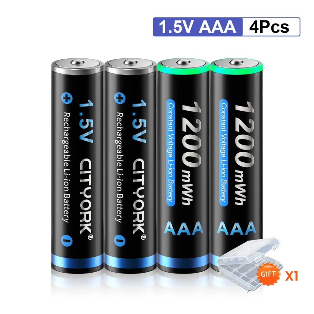 CITYORK 4PCS 1.5V AAA lithium battery 1200mWh rechargeable AAA Li-ion Battery aaa batteries For Remote control,Wireless mouse
CITYORK 4PCS 1.5V AAA lithium battery 1200mWh rechargeable AAA Li-ion Battery aaa batteries For Remote control,Wireless mouse