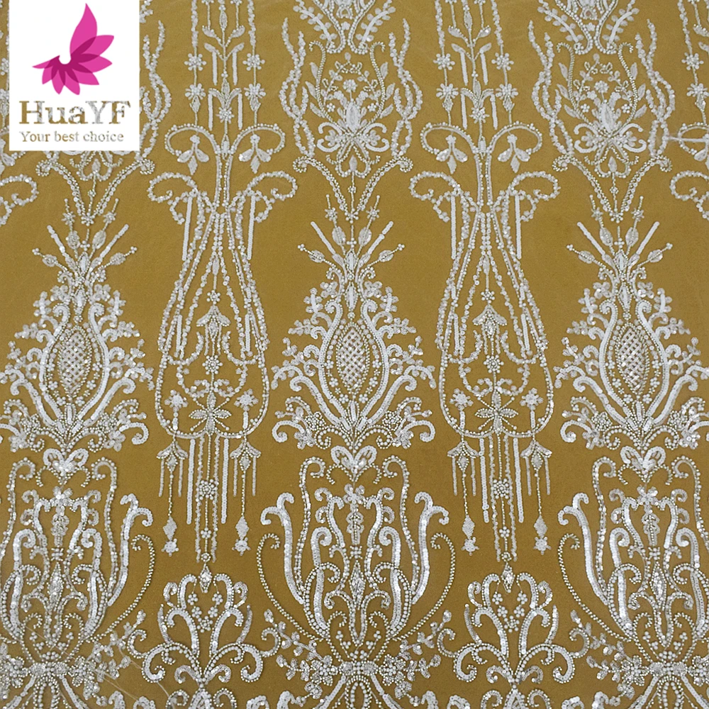 White Beaded Sequins Embroidery Designs French African Lace For Wedding Dress Fabric HY2297-4
White Beaded Sequins Embroidery Designs French African Lace For Wedding Dress Fabric HY2297-4