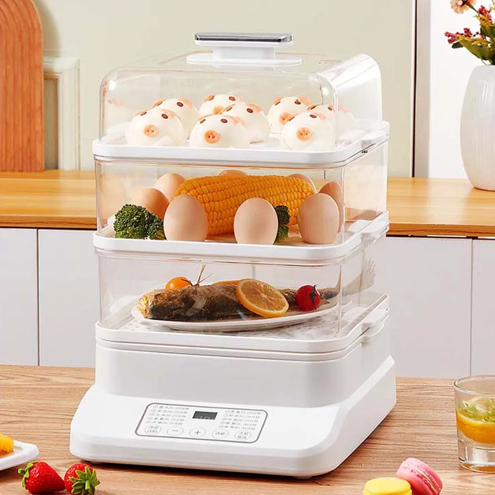 Household electric steamer three-layer multifunctional large capacity household electric steamer 
Household electric steamer three-layer multifunctional large capacity household electric steamer