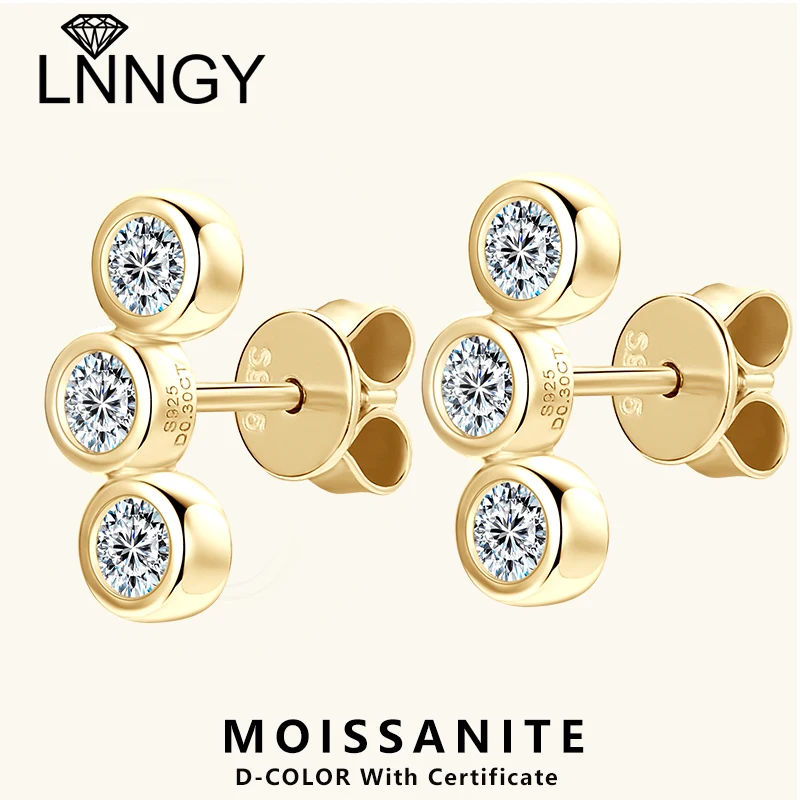 Lnngy Three Stone 3mm Moissanite Earrings 925 Sterling Silver Curved Shape Stud Earring For Women Valentine's Day Jewelry Gift
Lnngy Three Stone 3mm Moissanite Earrings 925 Sterling Silver Curved Shape Stud Earring For Women Valentine's Day Jewelry Gift