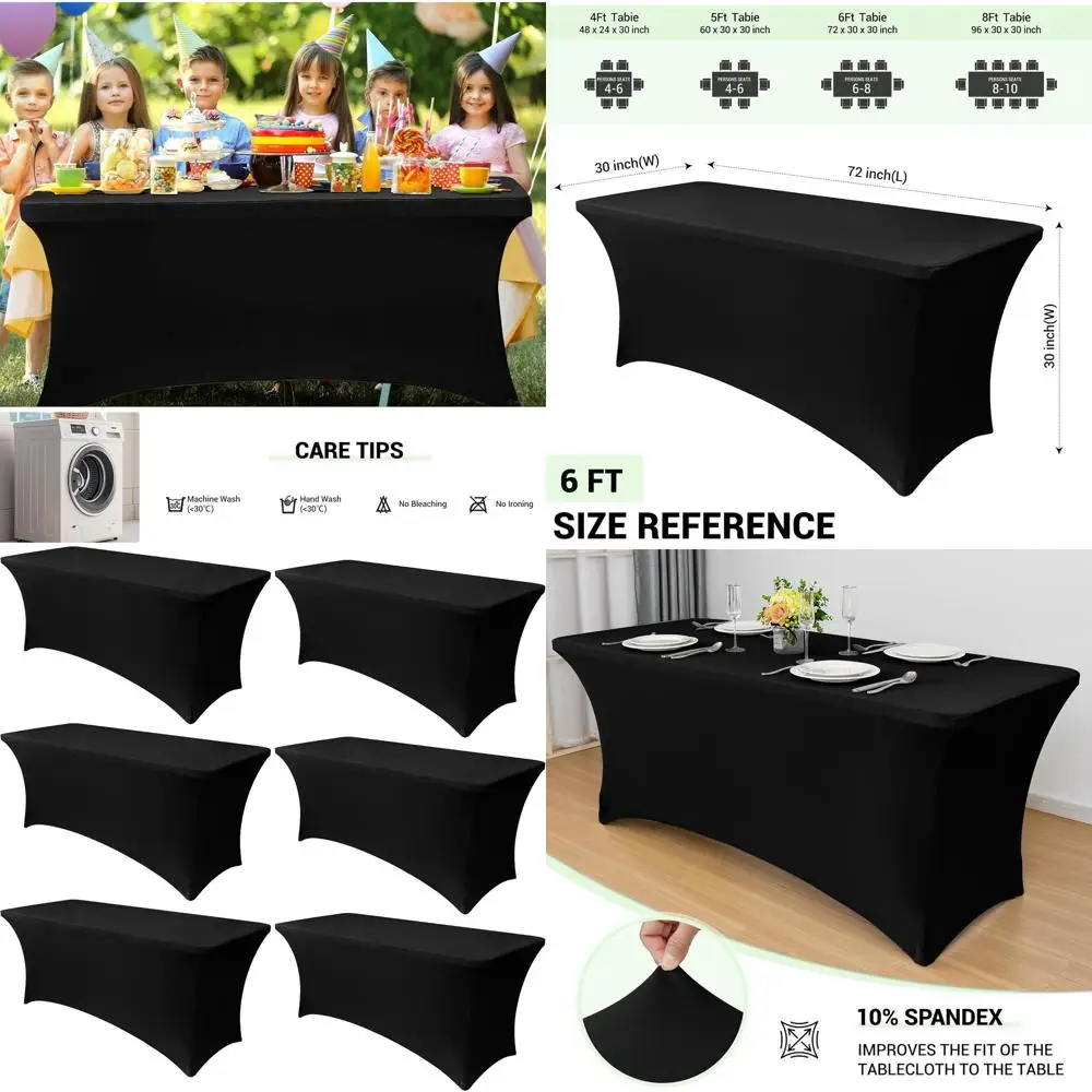 Fitted Spandex Table Covers for 6-Foot Rectangular Tables - Black, 72 x 30 x 30 for Weddings, Banquets, Parties
Fitted Spandex Table Covers for 6-Foot Rectangular Tables - Black, 72 x 30 x 30 for Weddings, Banquets, Parties
