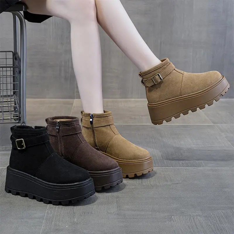 Casual Thick Bottomed Real Leather Snow Boots Zipper Closure round Toe High Top Fashion Mules Waterproof Platform Chunky Heel
Casual Thick Bottomed Real Leather Snow Boots Zipper Closure round Toe High Top Fashion Mules Waterproof Platform Chunky Heel