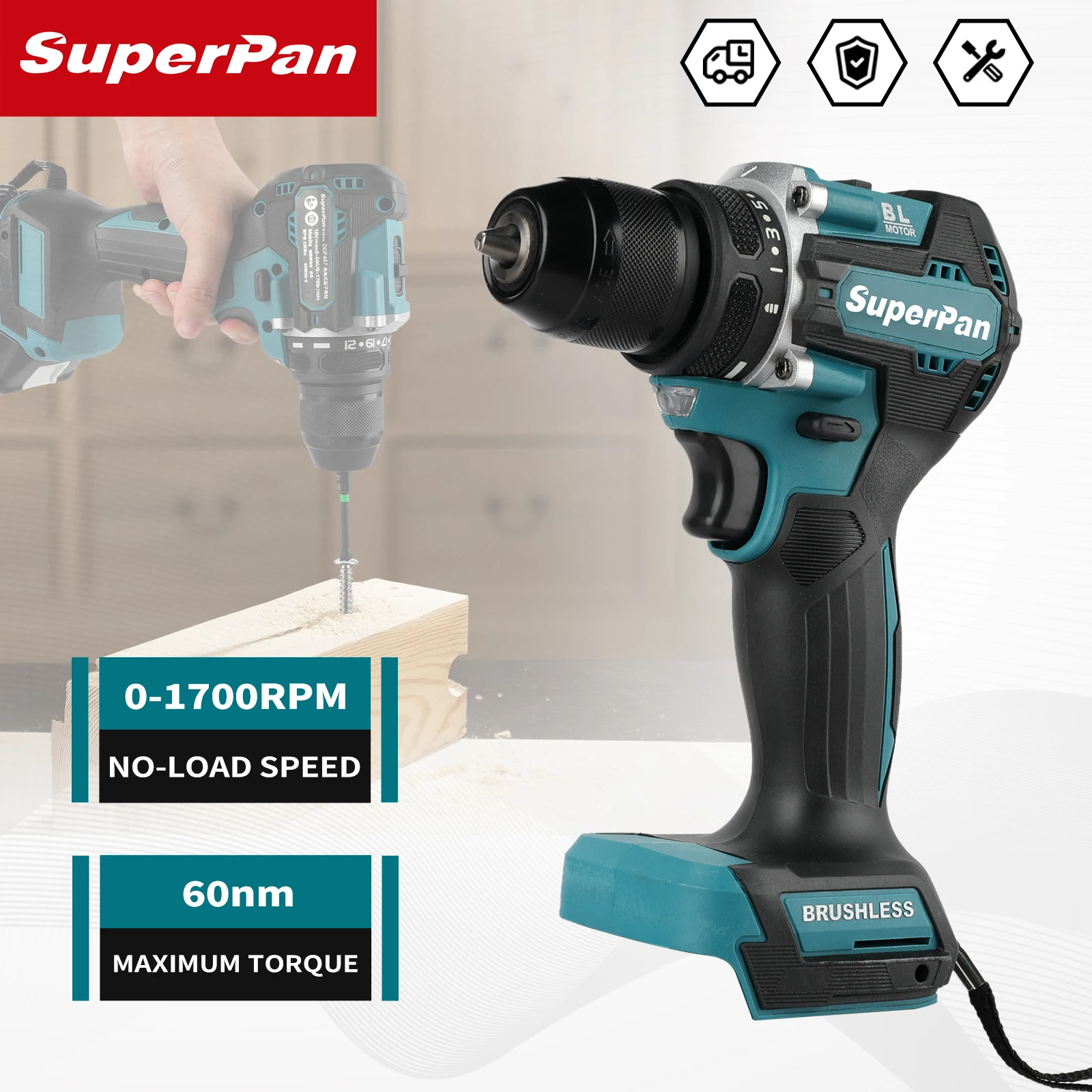 Бесщеточный ударный шуруповерт Superpan DDF487, аккумуляторная дрель-шуруповерт, перезаряжаемый инструмент, совместимый с аккумуляторами Makita 18В
Бесщеточный ударный шуруповерт Superpan DDF487, аккумуляторная дрель-шуруповерт, перезаряжаемый инструмент, совместимый с аккумуляторами Makita 18В