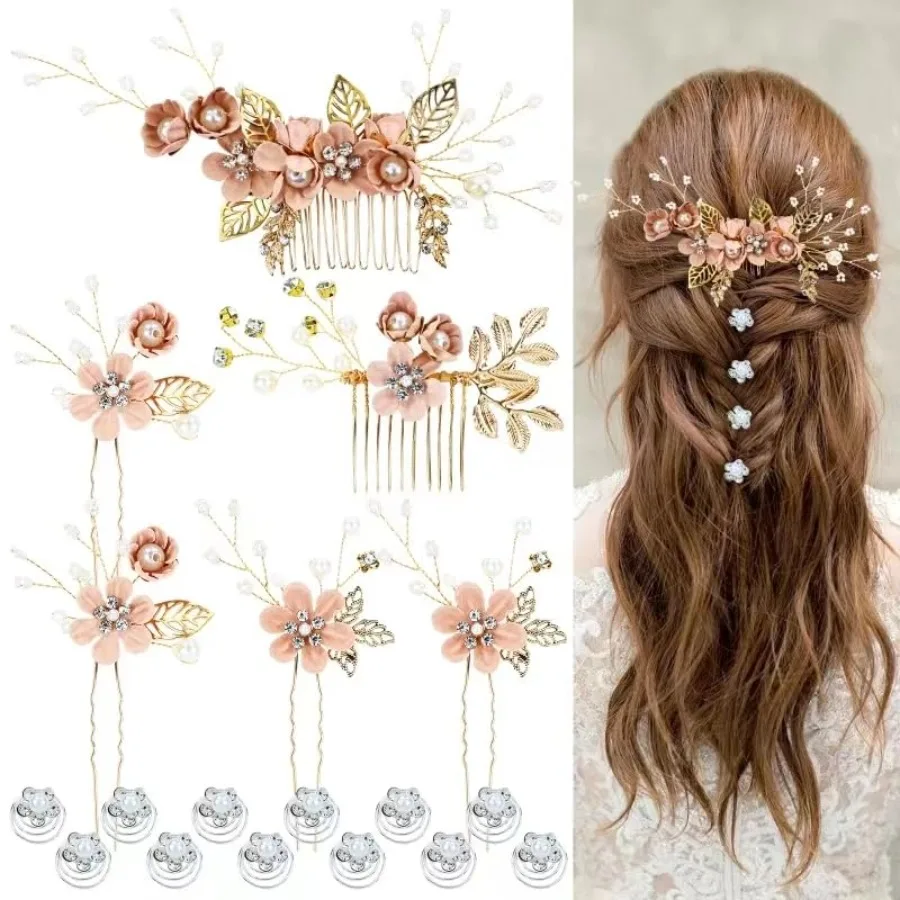 18 Pieces Bridal Wedding Party Prom Pearl Rhinestone Flower Hair Side Combs Slides+U-shaped Flower Hair Pins+Twist Spiral Hairp
18 Pieces Bridal Wedding Party Prom Pearl Rhinestone Flower Hair Side Combs Slides+U-shaped Flower Hair Pins+Twist Spiral Hairp