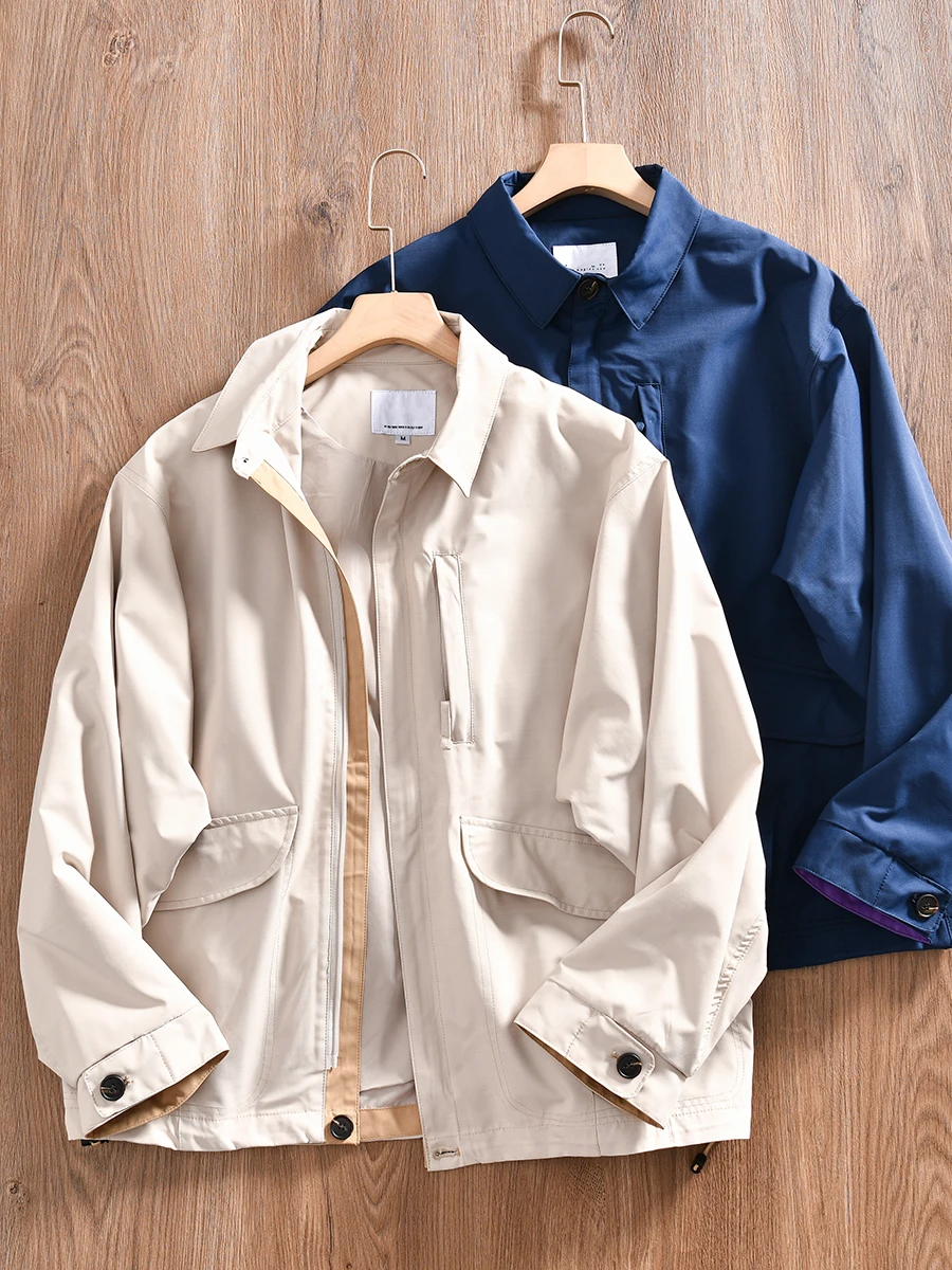 Japanese Style Men's Pure Color Casual Workwear Jacket Spring Autumn Flip Collar Outerwear Fashionable And Versatile
Japanese Style Men's Pure Color Casual Workwear Jacket Spring Autumn Flip Collar Outerwear Fashionable And Versatile