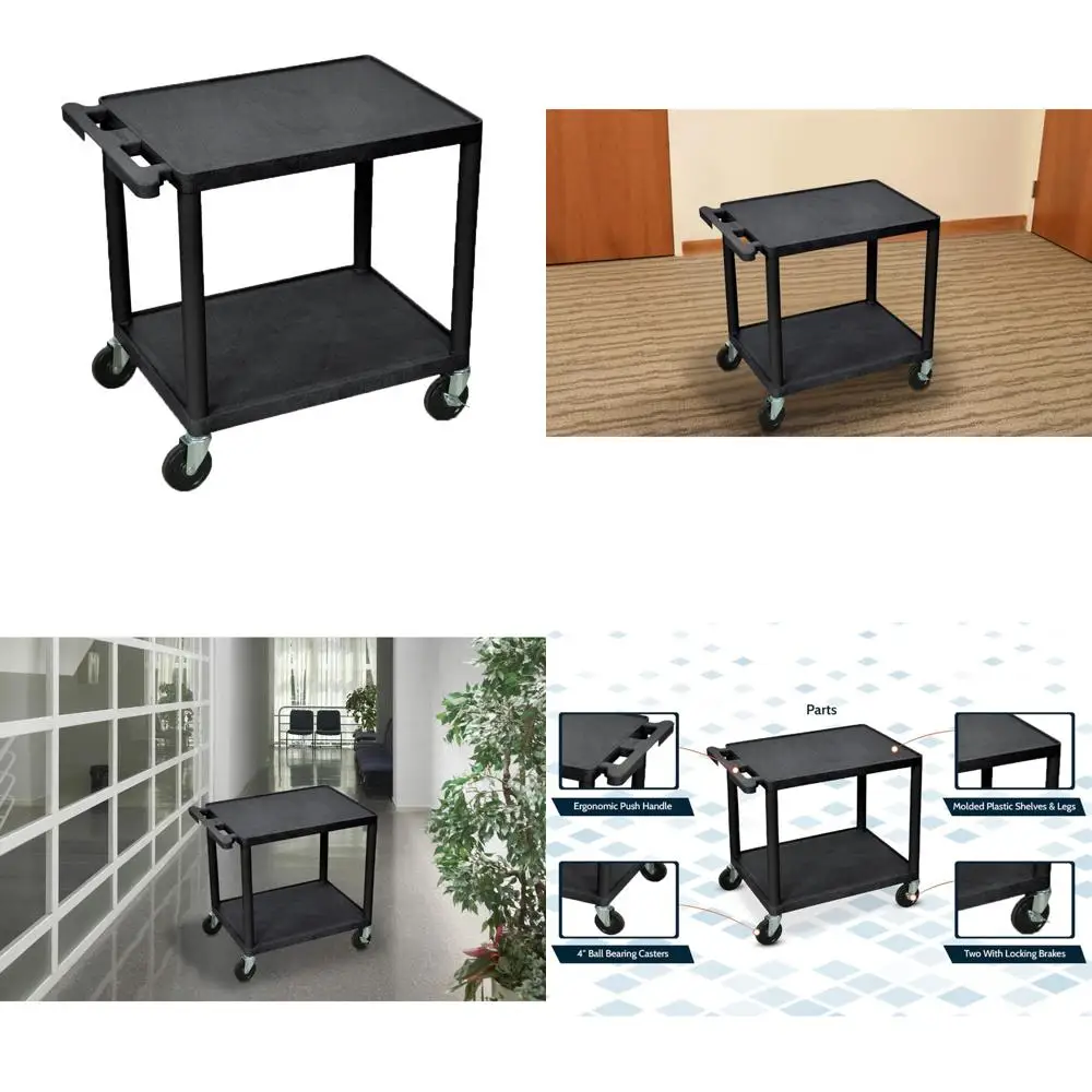 LUXOR LP26-B 26-Inch Audio-Video Cart with Dual Shelves, Suitable for Light-Duty Use, Constructed from Recycled Plastic, Resista
LUXOR LP26-B 26-Inch Audio-Video Cart with Dual Shelves, Suitable for Light-Duty Use, Constructed from Recycled Plastic, Resista