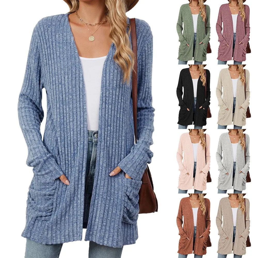 Clothing Cardigan Solid Loose Fit Knit Cardigan Ribbed V Neck Open Front Cardigan Pocket Mid Length Long Sleeve Cardigan
Clothing Cardigan Solid Loose Fit Knit Cardigan Ribbed V Neck Open Front Cardigan Pocket Mid Length Long Sleeve Cardigan