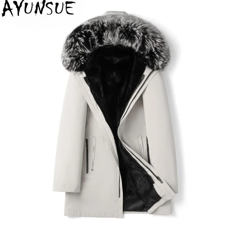 AYUNSUE пальто из натурального меха, мужские теплые парки, высококачественная зимняя съемная куртка с подкладкой из норкового меха, пальто с воротником из серебряной лисьи с капюшоном
AYUNSUE пальто из натурального меха, мужские теплые парки, высококачественная зимняя съемная куртка с подкладкой из норкового меха, пальто с воротником из серебряной лисьи с капюшоном