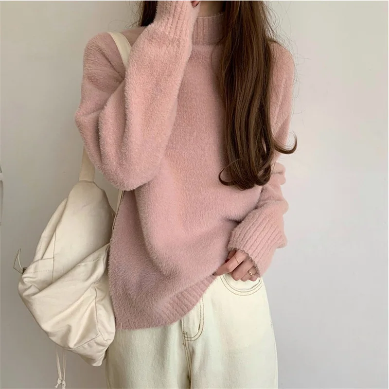 Pink Round Neck Knit Pullovers Women Fall Winter Korean Casual Loose Solid Color Long Sleeve Sweatesr Top 4 Colors
Pink Round Neck Knit Pullovers Women Fall Winter Korean Casual Loose Solid Color Long Sleeve Sweatesr Top 4 Colors
