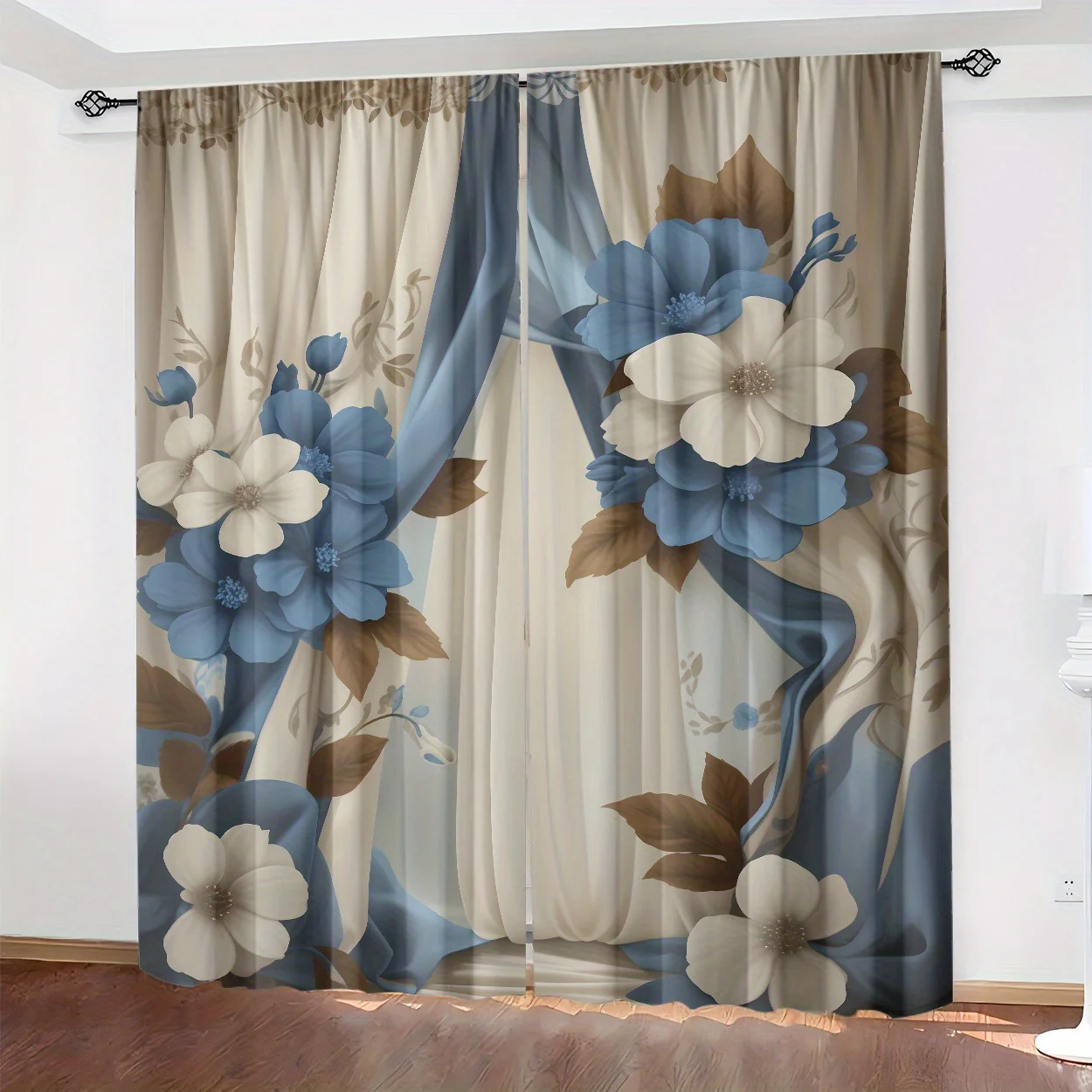 Blue and white simulated flower theme Print Drapes Room Darkening Window Curtains for Home Decor,Rod Pocket Blackout Curtains
Blue and white simulated flower theme Print Drapes Room Darkening Window Curtains for Home Decor,Rod Pocket Blackout Curtains