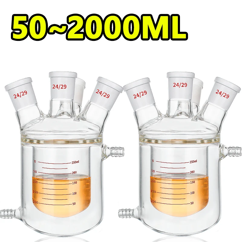 Three-hole double-layer jacketed reactor with scale round bottom reaction bottle 50-2000ml laboratory glass flask
Three-hole double-layer jacketed reactor with scale round bottom reaction bottle 50-2000ml laboratory glass flask
