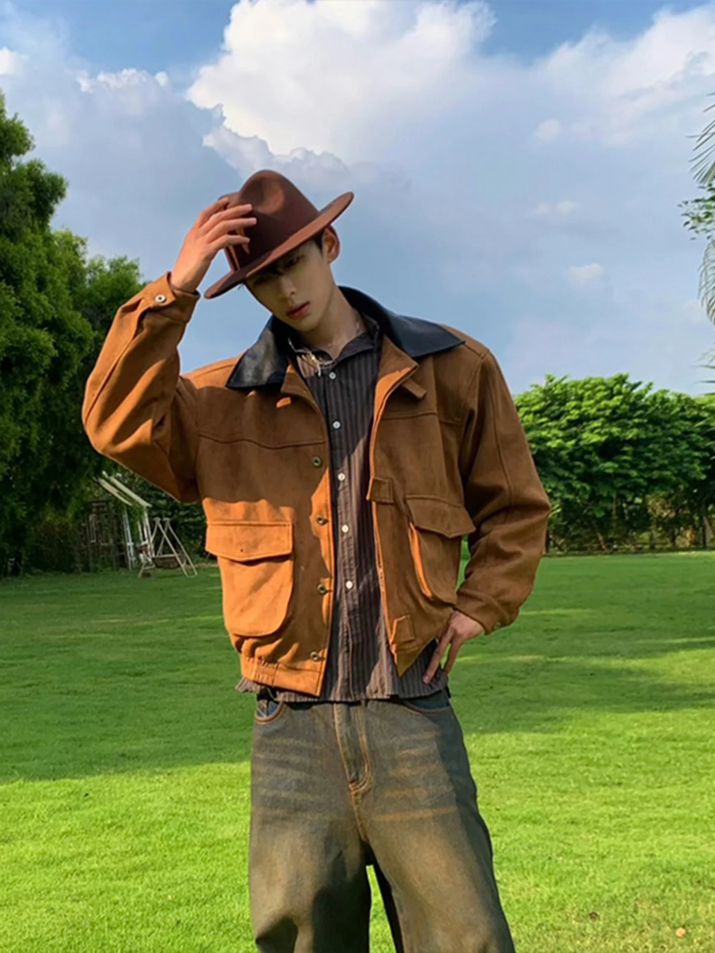 Brown Suede Jaet Men's Autumn High-End ort Baseball Sle Workwear Coat Youthful ular Loose Fit Vintage Collar Outerwear
Brown Suede Jaet Men's Autumn High-End ort Baseball Sle Workwear Coat Youthful ular Loose Fit Vintage Collar Outerwear