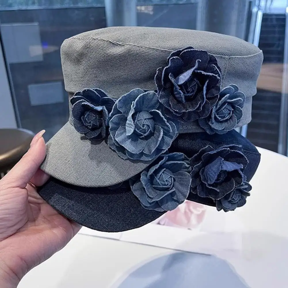 Painter Hat Wide Brim Sun Protection Breathable Visor Face Shaping Hat 3D Flower Decor Washed Denim Newsboy Hat Painter Cap 2026
Painter Hat Wide Brim Sun Protection Breathable Visor Face Shaping Hat 3D Flower Decor Washed Denim Newsboy Hat Painter Cap 2026