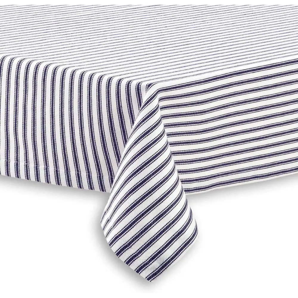 Navy Blue and White Ticking Stripe Woven Cotton Fabric Tablecloth, 52 x 70 Rectangular
Navy Blue and White Ticking Stripe Woven Cotton Fabric Tablecloth, 52 x 70 Rectangular