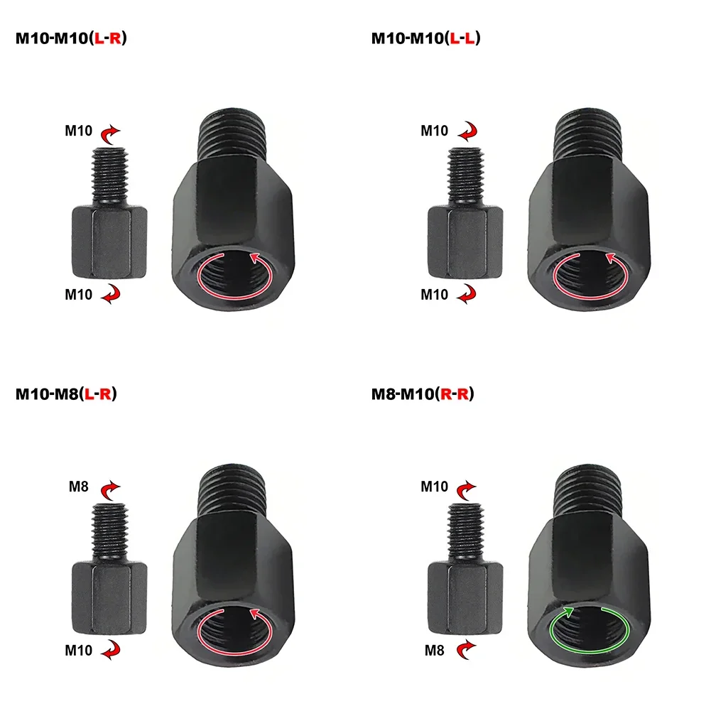 Right Left Hand Thread Conversion Bolt Screws Black Mirror Adapter M10 M8 10MM 8MM Motorcycle Scooter Rearview Mirrors Adapters
Right Left Hand Thread Conversion Bolt Screws Black Mirror Adapter M10 M8 10MM 8MM Motorcycle Scooter Rearview Mirrors Adapters