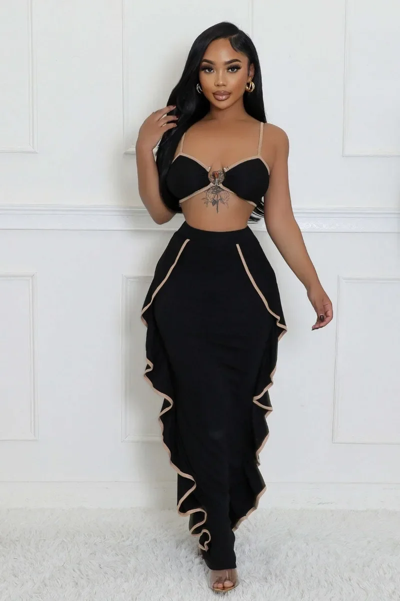 GUWU Women’s Dress Set Sleeveless Strap Crop Tops + Side Ruffles Long Skirts Sets Holiday Two Pcs Sets Sexy Party Evening Oufits
GUWU Women’s Dress Set Sleeveless Strap Crop Tops + Side Ruffles Long Skirts Sets Holiday Two Pcs Sets Sexy Party Evening Oufits
