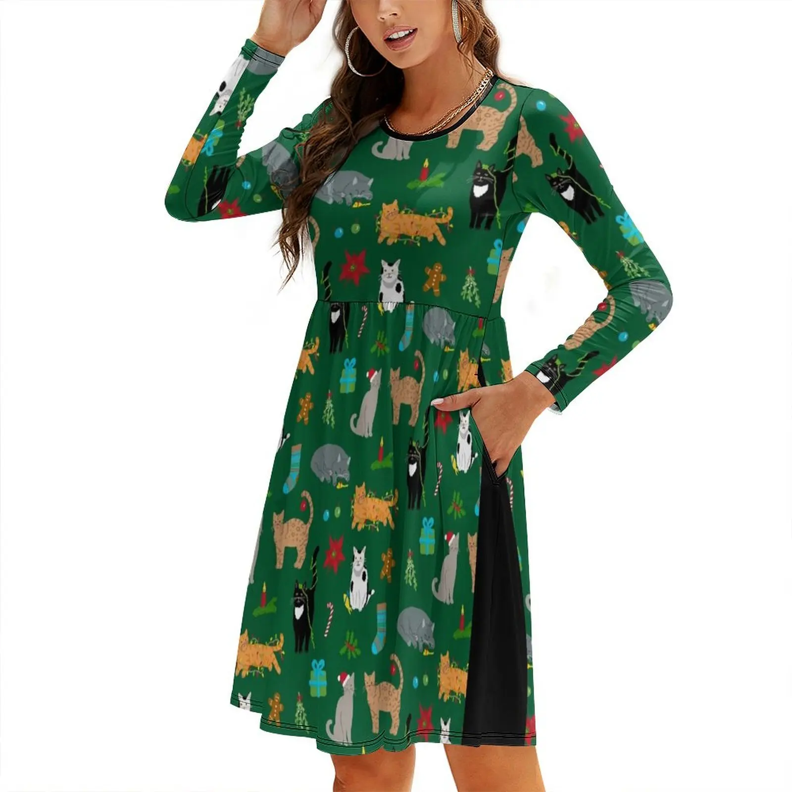 Christmas Cats Round Neck Baggy Dress evening dress women african dresses for woman
Christmas Cats Round Neck Baggy Dress evening dress women african dresses for woman