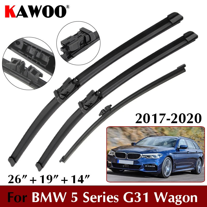 Комплект щеток стеклоочистителя (26"+19"+14") для BMW 5 серии G31 Wagon 2017-2020: передние и задние дворники для лобового и заднего стекол автомобиля
Комплект щеток стеклоочистителя (26"+19"+14") для BMW 5 серии G31 Wagon 2017-2020: передние и задние дворники для лобового и заднего стекол автомобиля