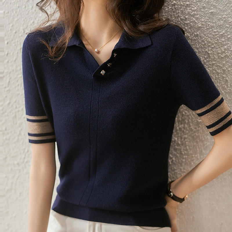 Womens Tops Summer Knitted T Shirt Women Clothing Casual Tee Shirt Femme Thin T-Shirt Short Sleeve Tshirt Female Camisetas Mujer
Womens Tops Summer Knitted T Shirt Women Clothing Casual Tee Shirt Femme Thin T-Shirt Short Sleeve Tshirt Female Camisetas Mujer
